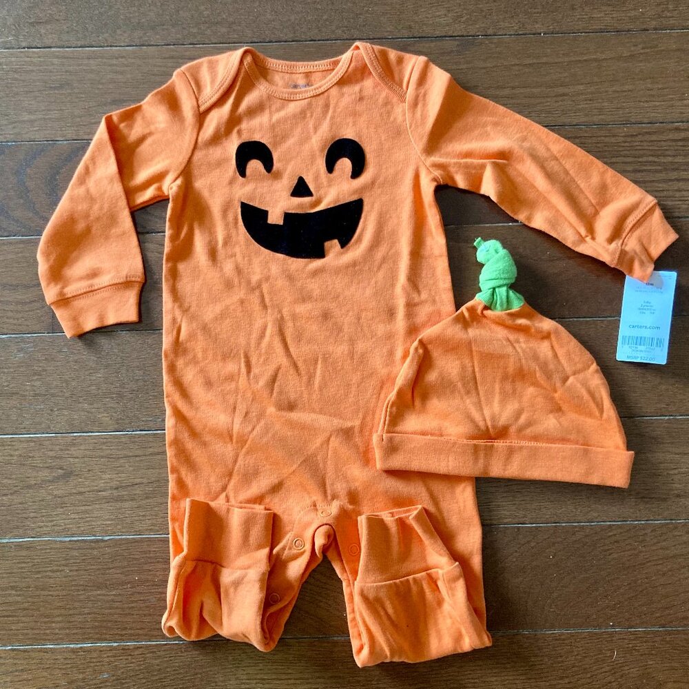 Carter's Infant One Piece Snap Crotch Halloween Outfit with Matching Cap